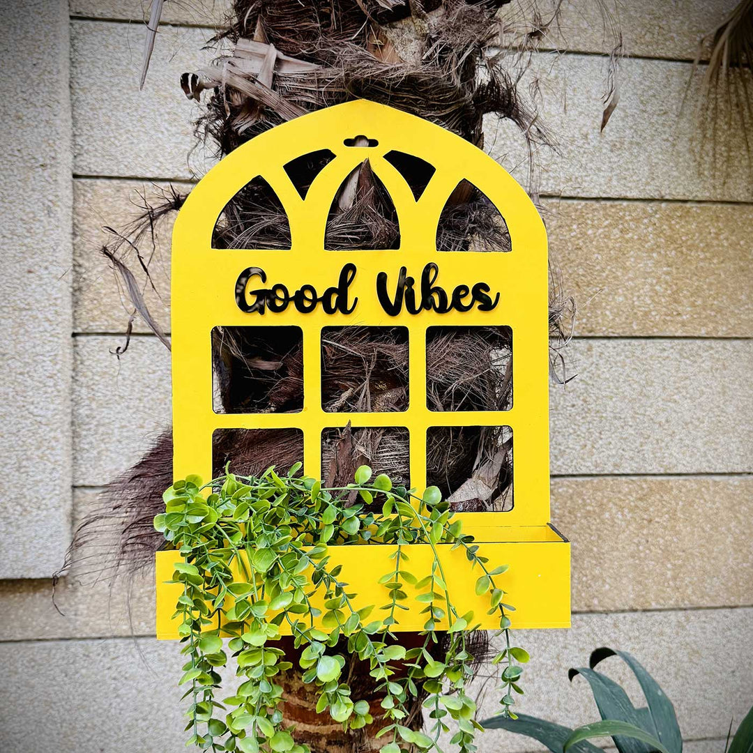 Customized Handmade Good Vibes MDF Wood Planter