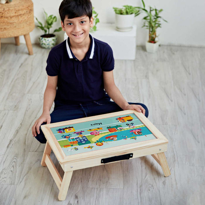 Personalized Let'S Travel Theme Wooden Foldable Desk