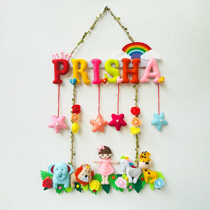 Personalized Jungle Theme Felt Kids Name Plate For Girls