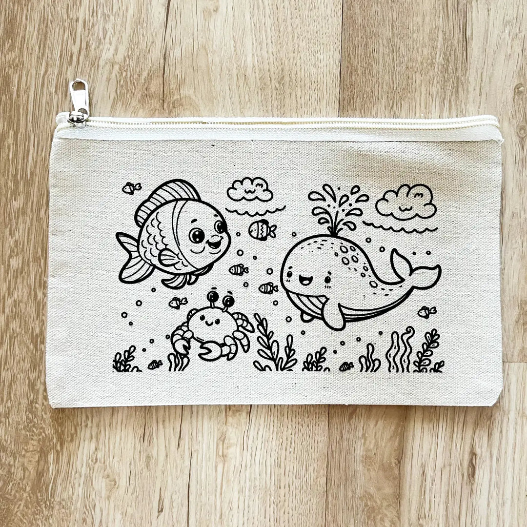 DIY Colour It Yourself Underwater World Cotton Pouch For Kids