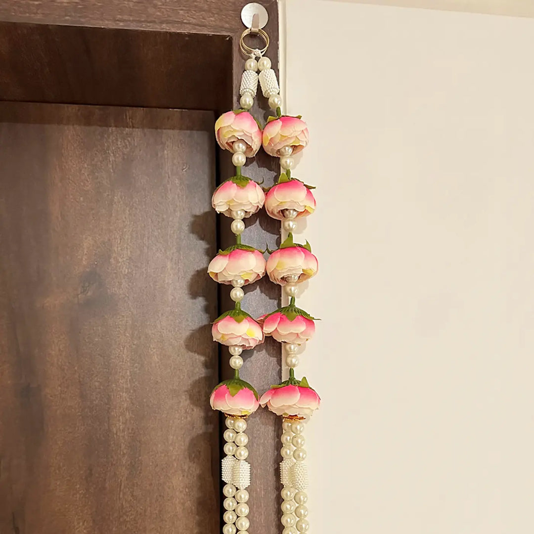 Handmade Decorative Pink Peonies & Moti Hanging