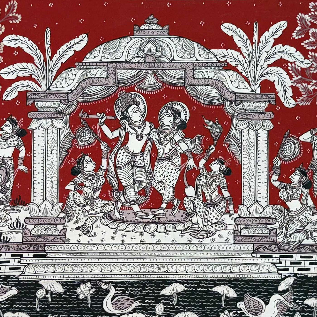 18 X 40 Inch | Handmade Canvas Yamunaras Painting