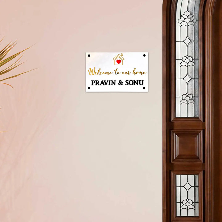 Personalized White Home Theme Acrylic Name Plate
