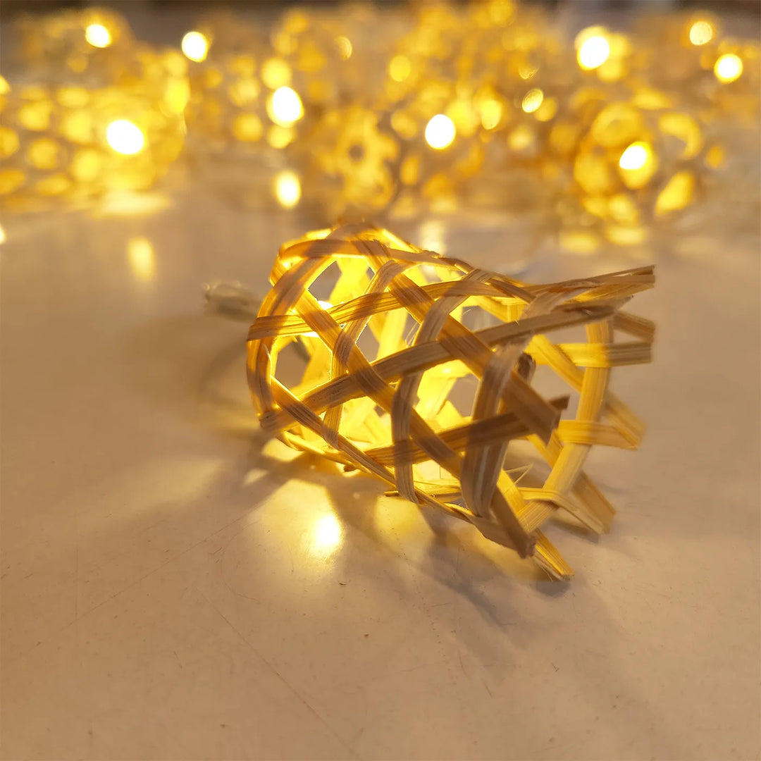 Bell Shaped Eco-Friendly Handmade Woven Bamboo LED Fairy Light