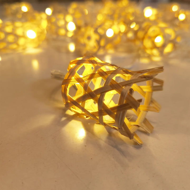 Bell Shaped Eco-Friendly Handmade Woven Bamboo LED Fairy Light