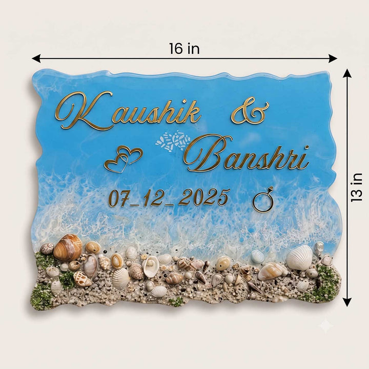 Personalized Handcrafted Beach Side Resin MDF Name Plate For Home