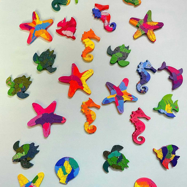 Handmade Non-Toxic Under the Sea Assorted Marbled Crayons | Set Of 8