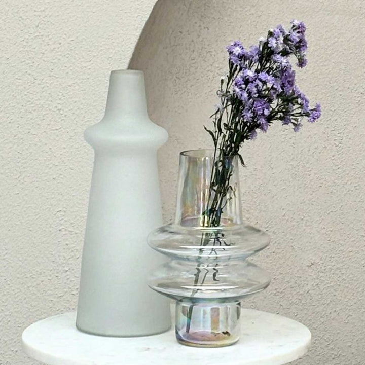 Handmade Iridescent Ripple Glass Vase | 12 inch