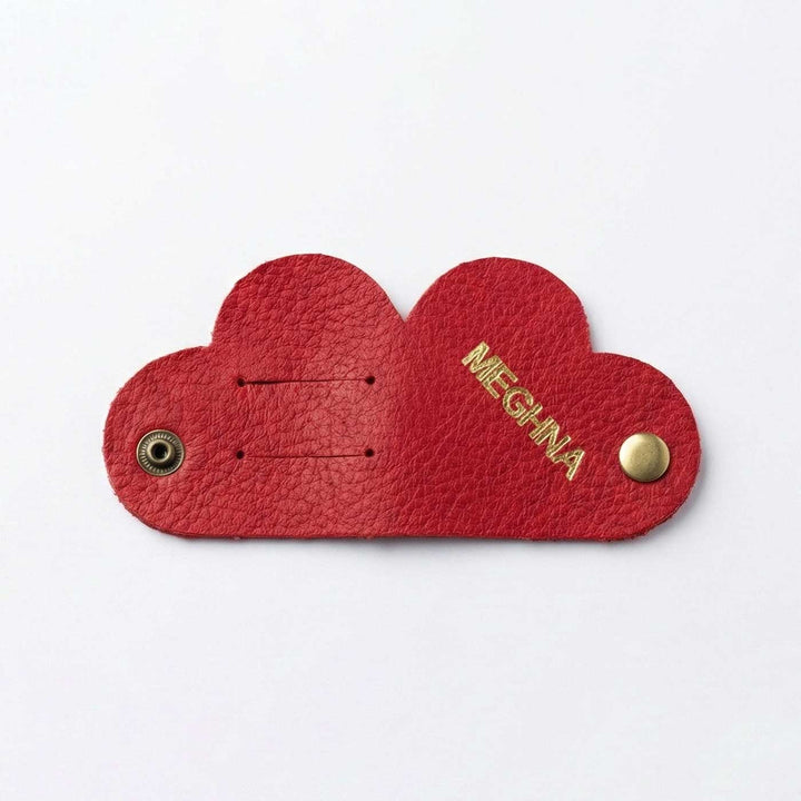Heart Shaped Red Leather Personalized Cable Manager