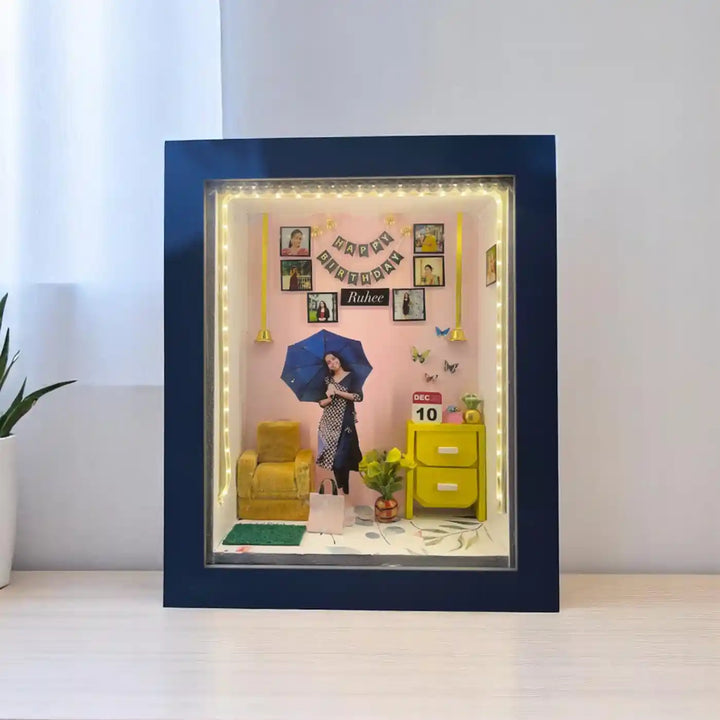 12 x 10 Inches | Photo Personalized Handmade Birthday Theme MDF Wood Decorative Plaque With Lights