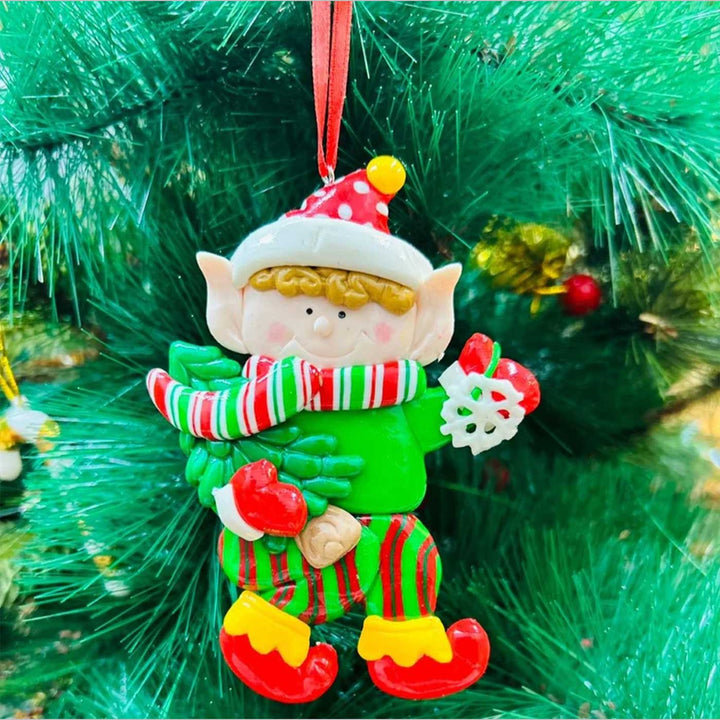 Handmade Tree Elf Clay Ornaments For Christmas Tree Decoration