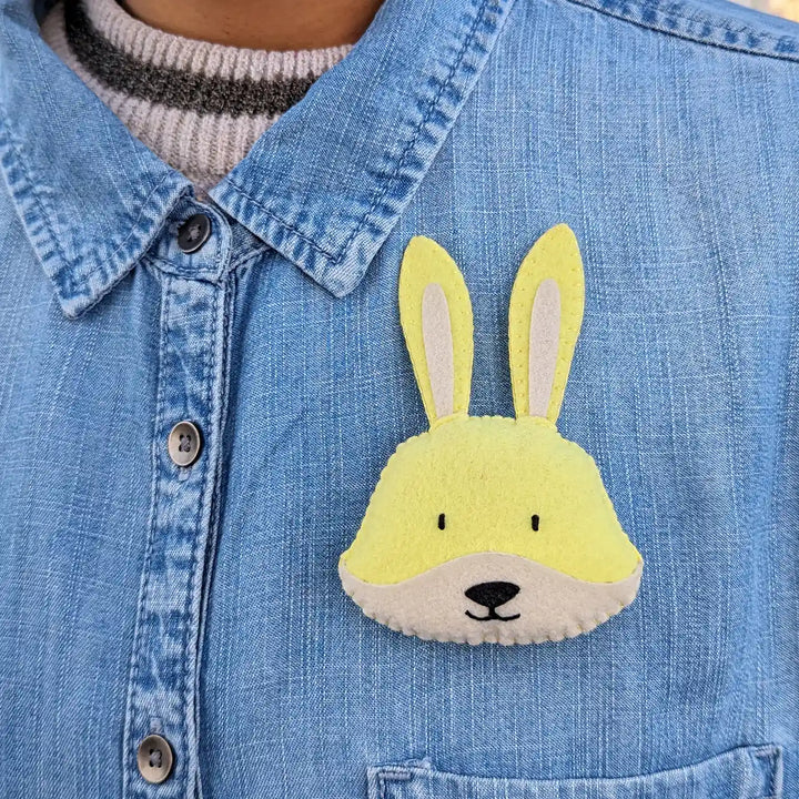 Handmade Rabbit, Hippopotamus, Crocodile & Giraffe Theme Felt Brooches | Set Of 4