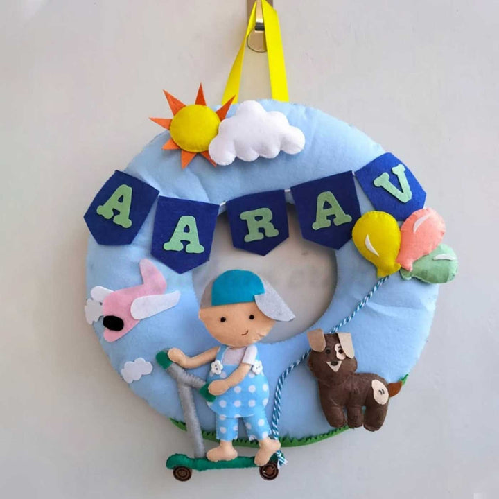 Personalized Scooter Theme Felt Kids Name Plate