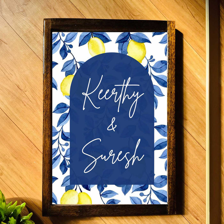 Blooming Lemons Vintage Personalized Resin Wooden Frame Name Plate