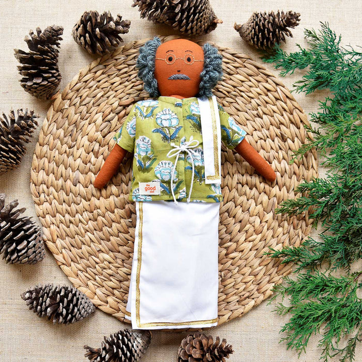 Nilah's Tatha (Grandfather) In Shirt & Pant | Soft Hand-Stitched Sustainable Indian Play Doll