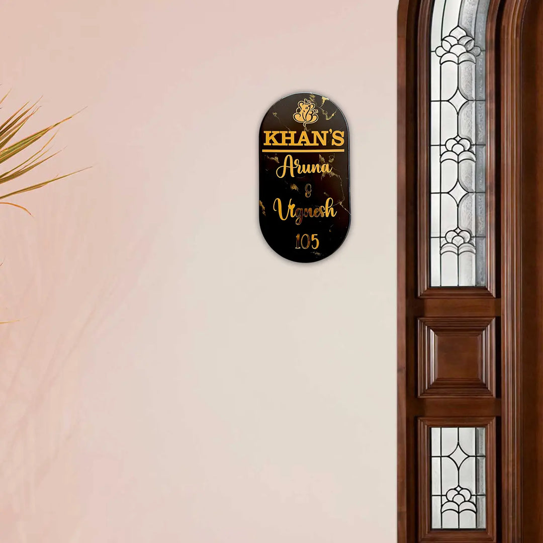 Personalized Black & Gold Resin Vertical Name Plate