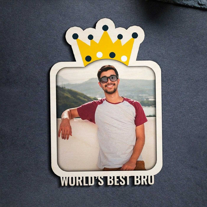 Photo Personalized Printed "World's Best Bro" Wooden Fridge Magnet