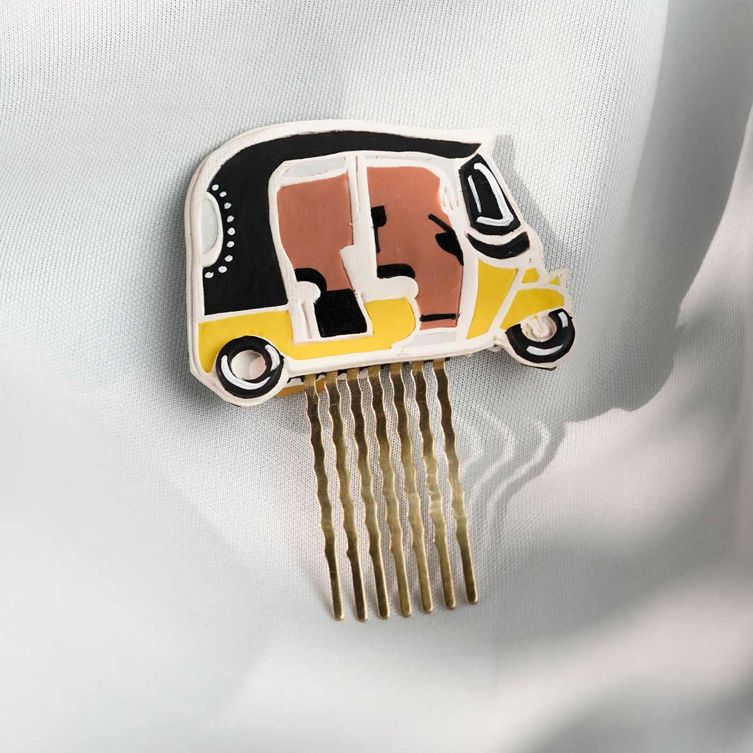 Handmade Polymer Clay Namma Ooru Auto Reversible Hair Pin