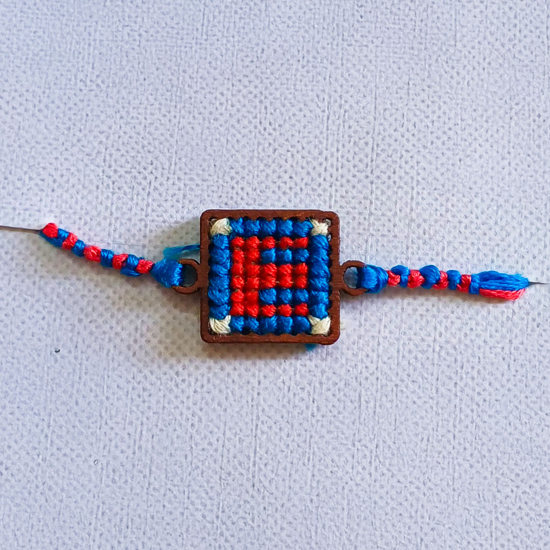 Personalized Handmade Letter Wooden Rakhi With Roli Chawal For Brother