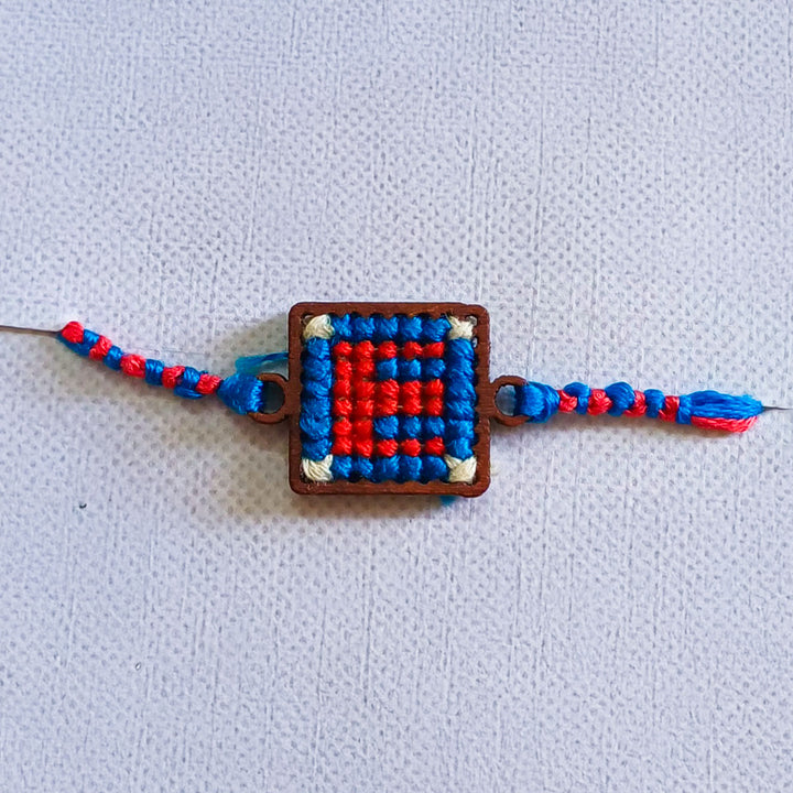 Personalized Handmade Letter Wooden Rakhi With Roli Chawal For Brother