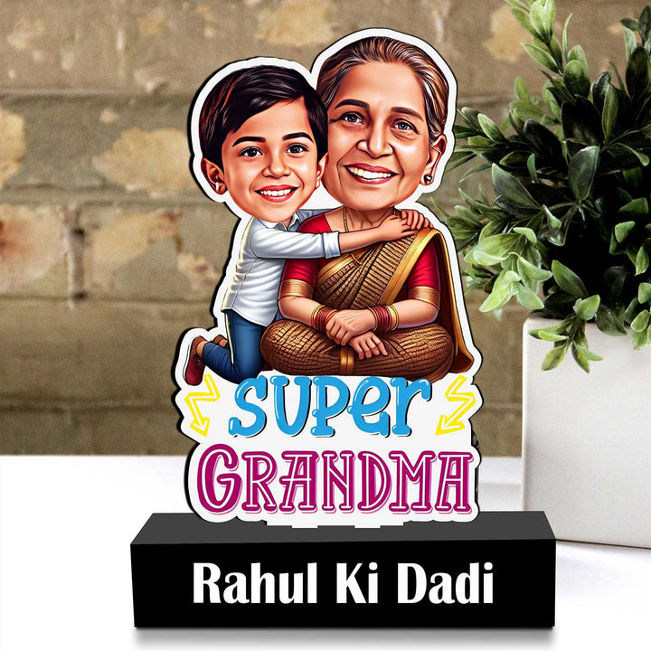Photo Personalized "Super Grandma" MDF Wood Caricature Cutout