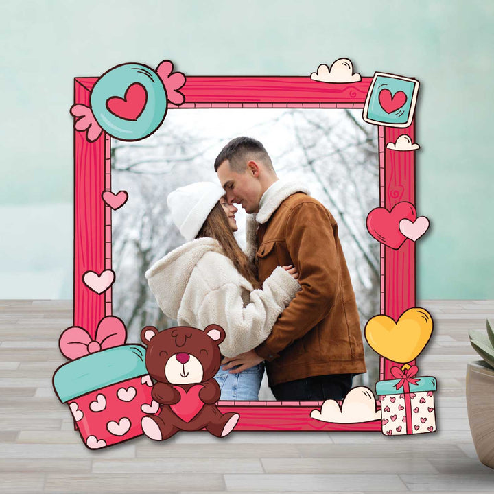 Photo Personalized Love & Surprise Theme Wooden Fridge Magnet For Couples