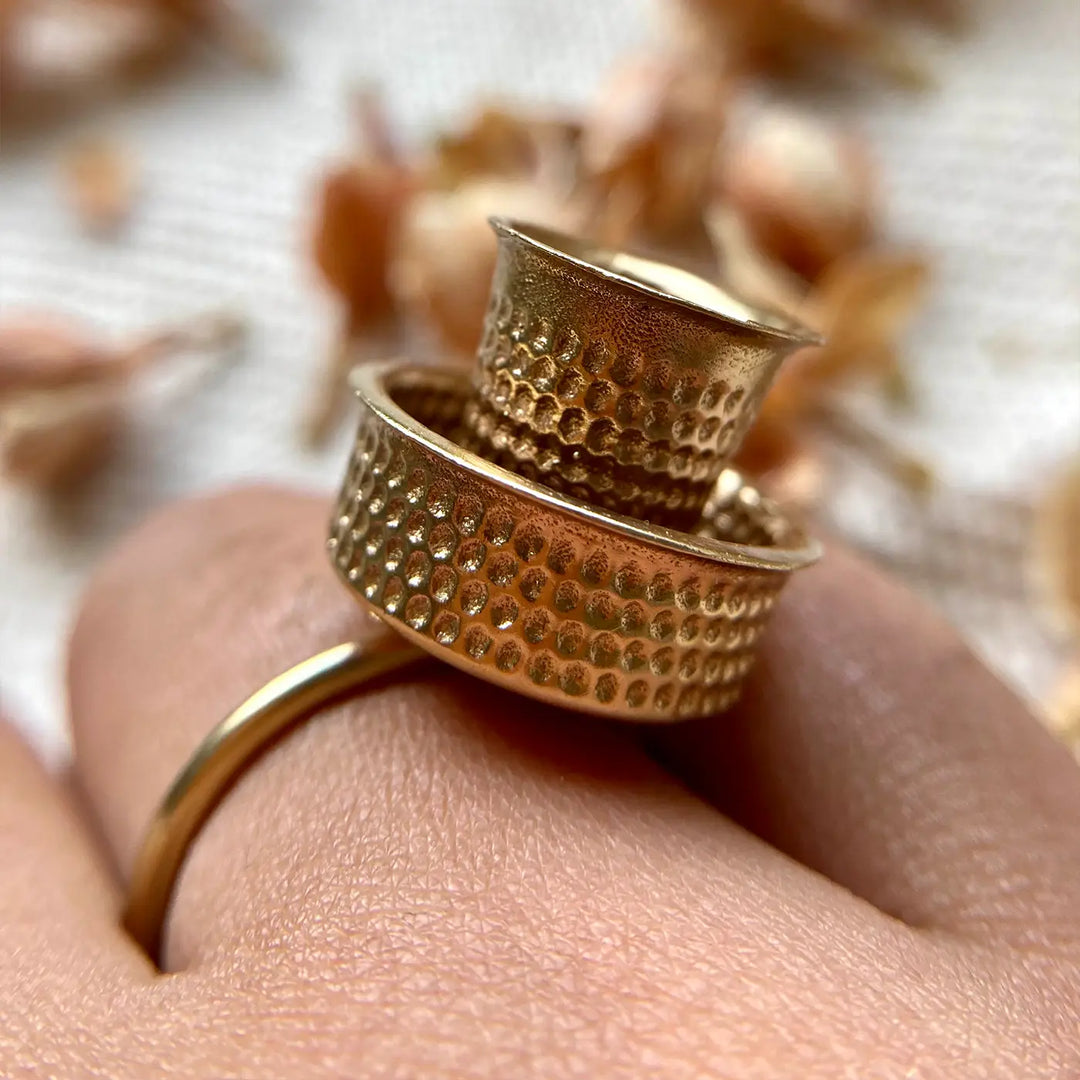 Handmade Polymer Clay Kaapi Handi Design Ring