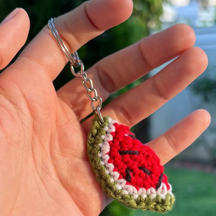 Handmade Crochet Watermelon Cotton Bag Charm