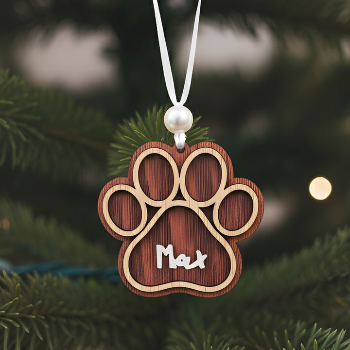 Personalized Paw Theme MDF Wood Ornament For Christmas Tree Decoration