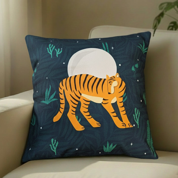 16 Inch | Printed Sundarban Mist Shy Tiger Cushion Cover