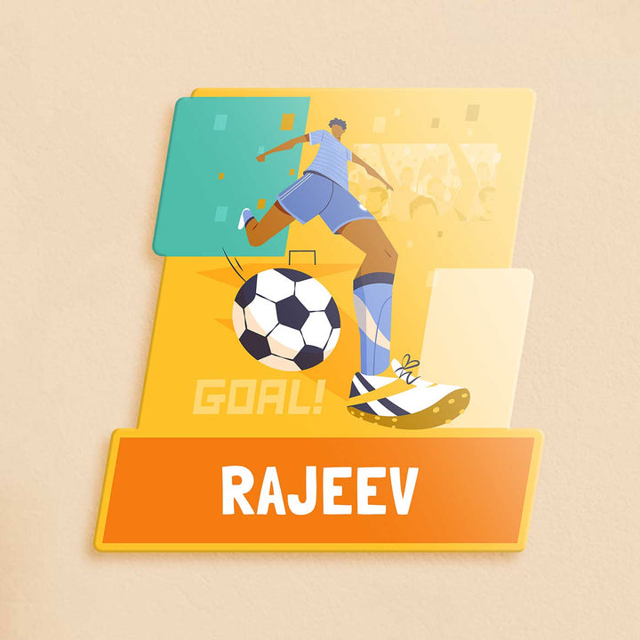 Personalized Boy's Football Goal Theme Acrylic Kids Name Plate