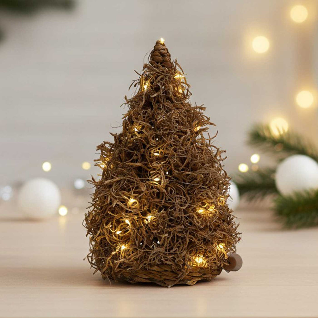 Handmade Banana Rope Pine Frill Tree Christmas Ornaments With Lights