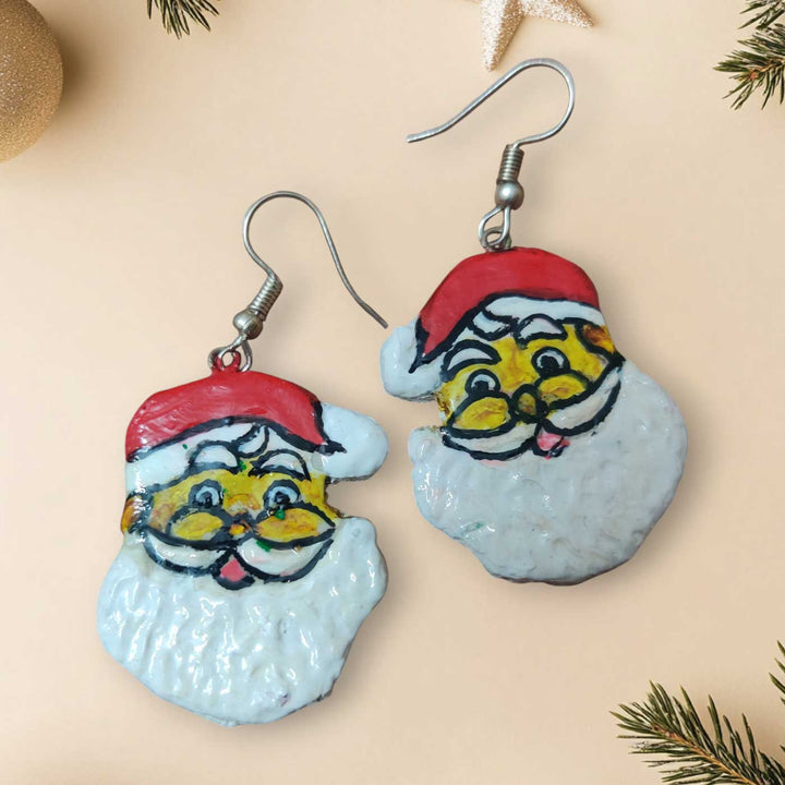 Handmade Santa Claus Clay Earrings | Secret Santa Gift Ideas