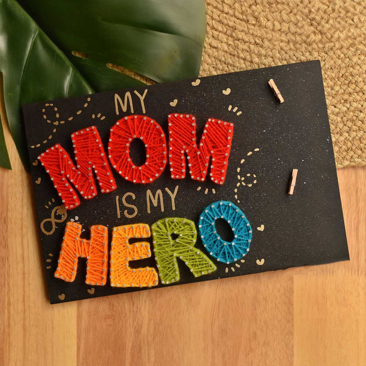 Handmade String Art "My Mom Is My Hero" MDF Decorative Plaque For Mothers