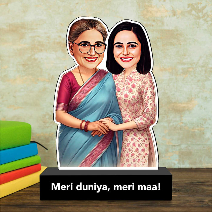 Photo Personalized "Meri Duniya, Meri Maa!" MDF Wood Caricature Cutout For Mothers