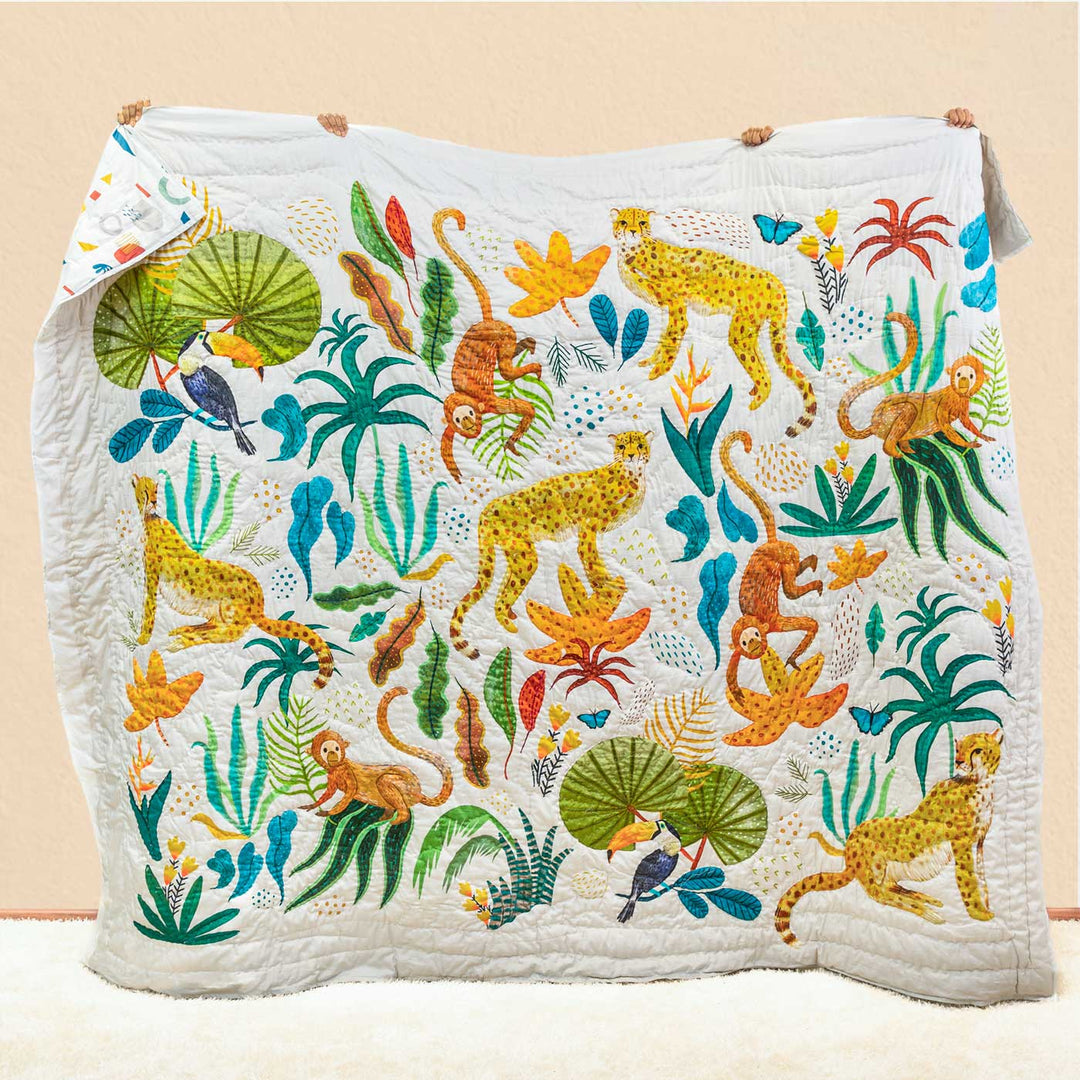 Personalized The Forest Is My Playground Theme Cotton Quilt For Kids