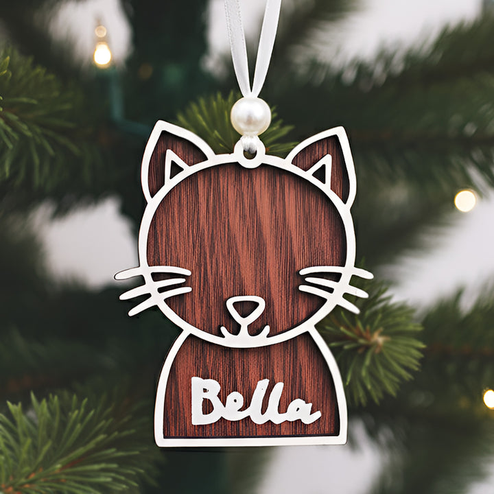 Personalized Cat Theme MDF Wood Ornament For Christmas Tree Decoration