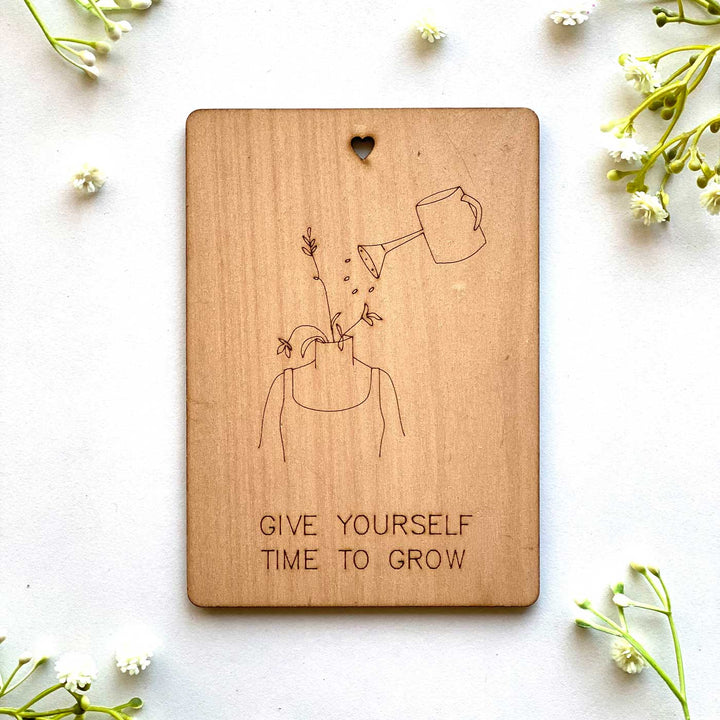 Engraved Growth Theme Wooden Greeting Card