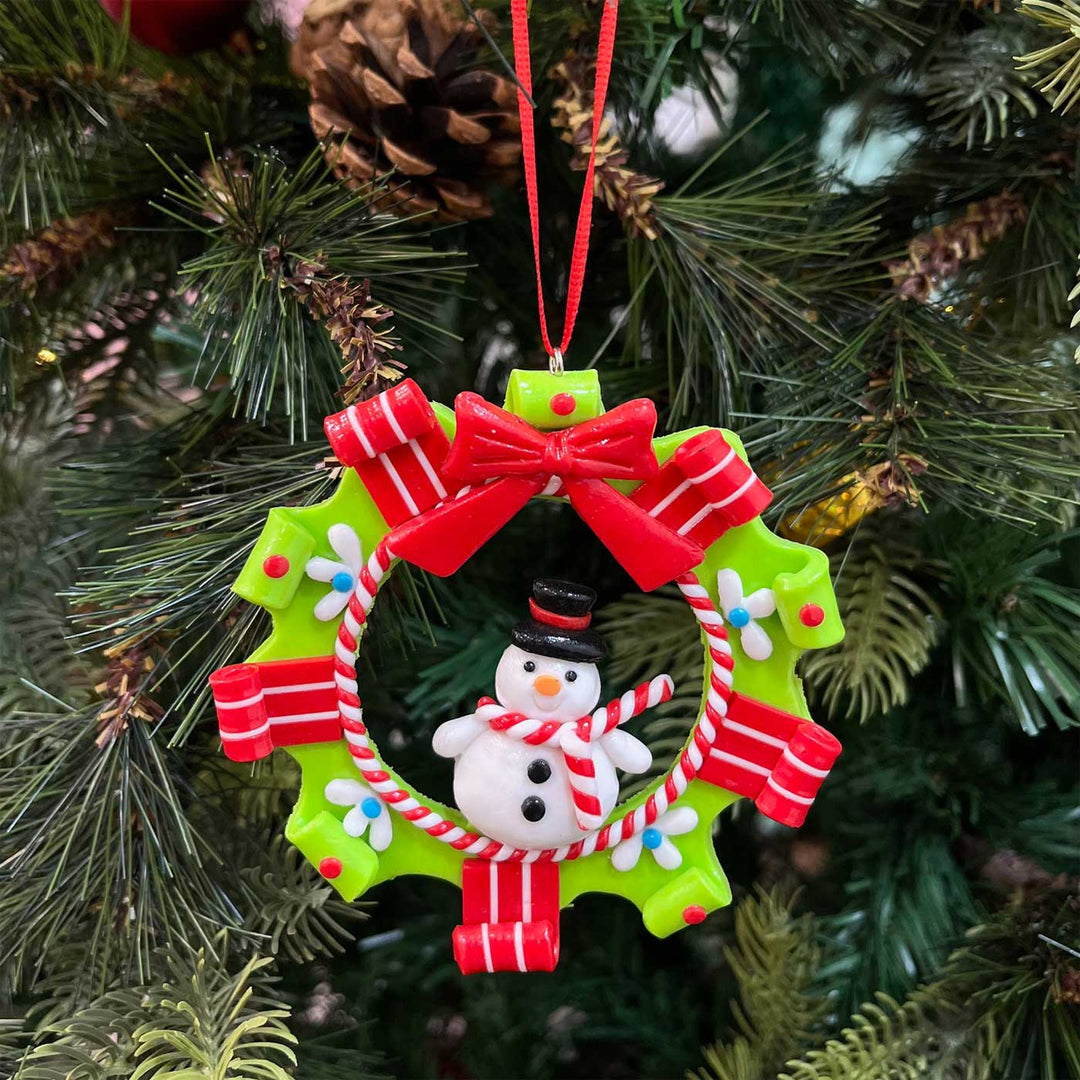 Handmade Wreath Clay Ornaments For Christmas Tree Decoration | Set Of 3