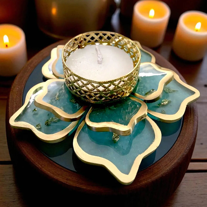 Handmade 3D Floral Resin Tealight Holder