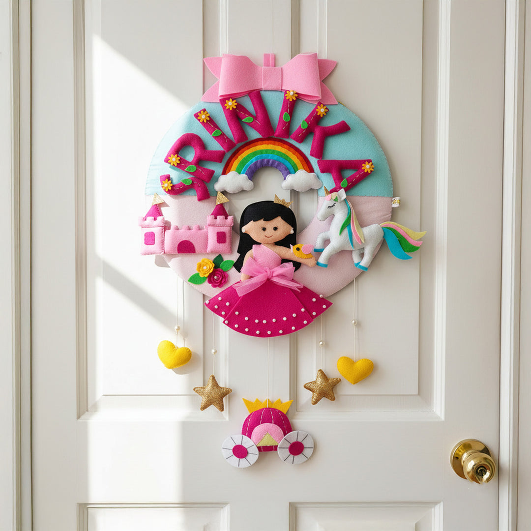 Hand-stitched Princess Theme Felt Nameplate For Girls