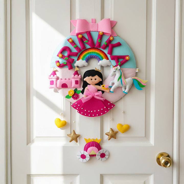 Hand-stitched Princess Theme Felt Nameplate For Girls