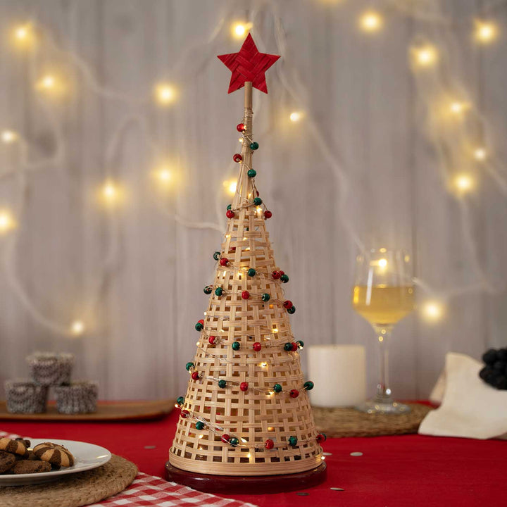 Handmade Bamboo Miniature Christmas Tree With Light