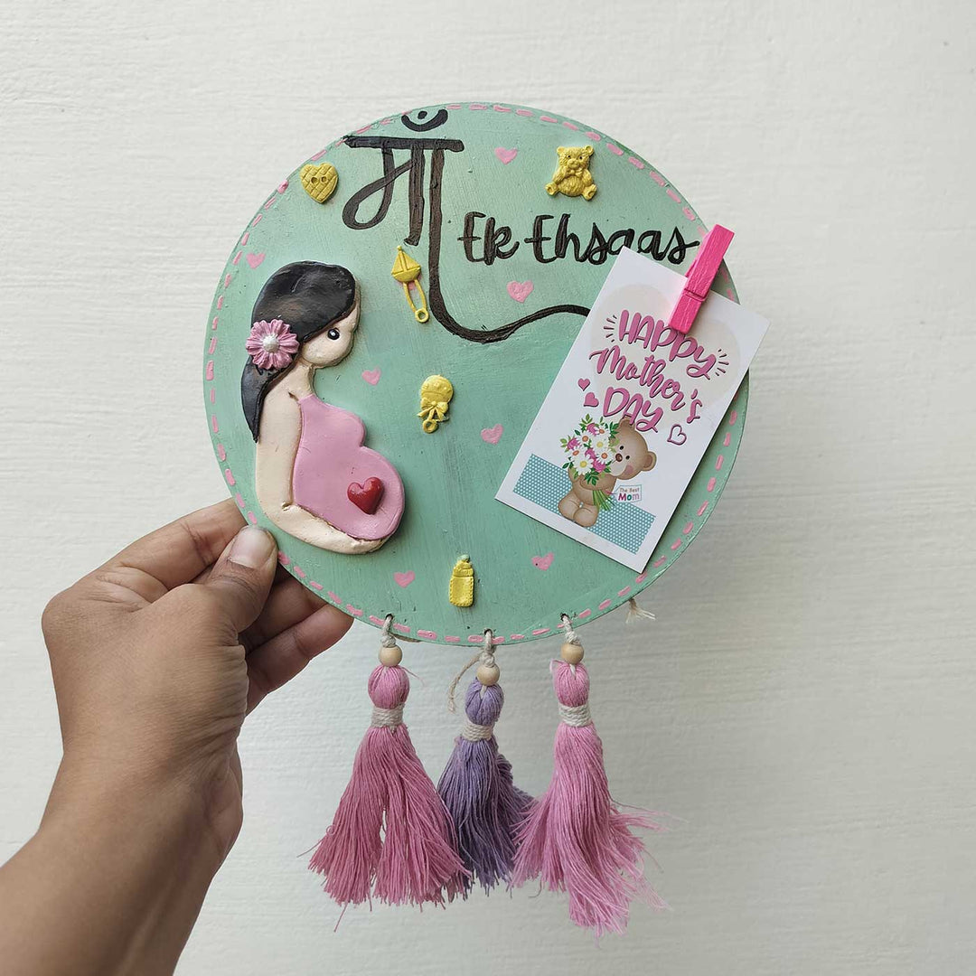 Handcrafted "Maa Ek Ehsaas" MDF & Cold Porcelain Clay Decorative Plaque