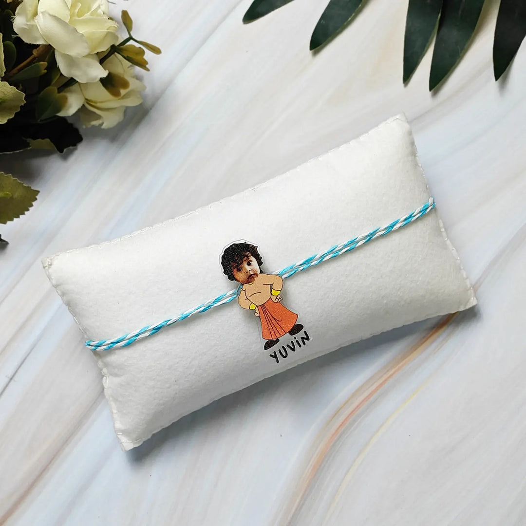 Photo Personalized Reusable Caricature Chota Bheem Theme Acrylic Kids Rakhi