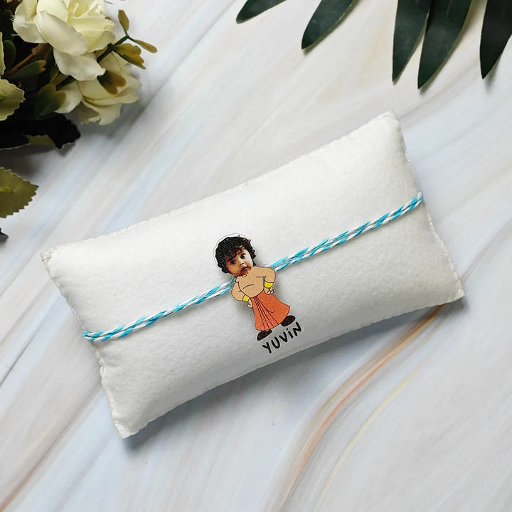 Photo Personalized Reusable Caricature Chota Bheem Theme Acrylic Kids Rakhi