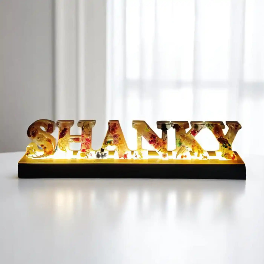 Personalized Resin Tabletop Name Plate with LED Lights