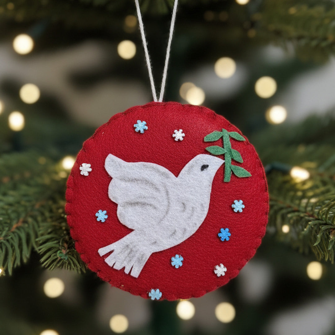 Handmade Peace Dove Felt Ornament For Christmas Tree Decoration