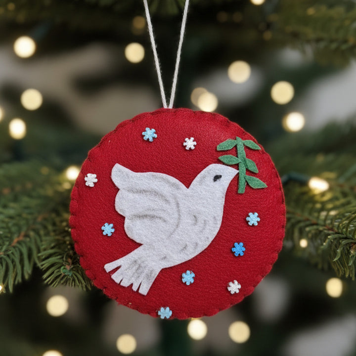 Handmade Peace Dove Felt Ornament For Christmas Tree Decoration