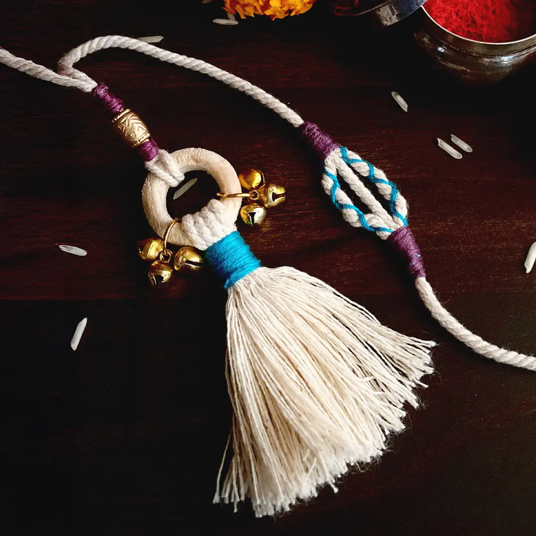 Handmade Ecofriendly Raksha Sutra Bhaiya Bhabhi Rakhi With Roli Chawal | Set Of 2